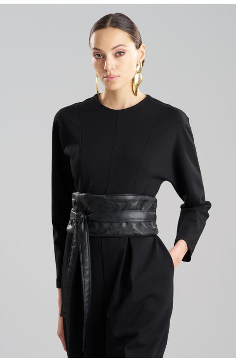 Leticia - Emb. Faux Leather Obi Belt