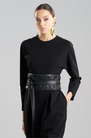 Natori Leticia - Emb. Faux Leather Obi Belt