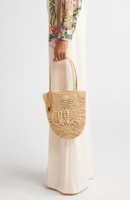 Chloé Small Summer Banana Crocheted Raffia Tote In Sand