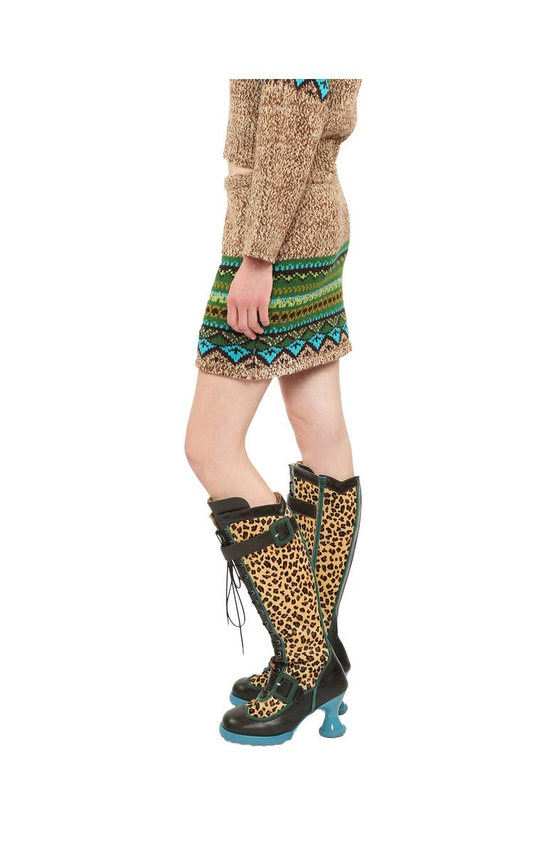 Anna Sui Fair Isle Mini Skirt, Alternate, color, Teal Multi