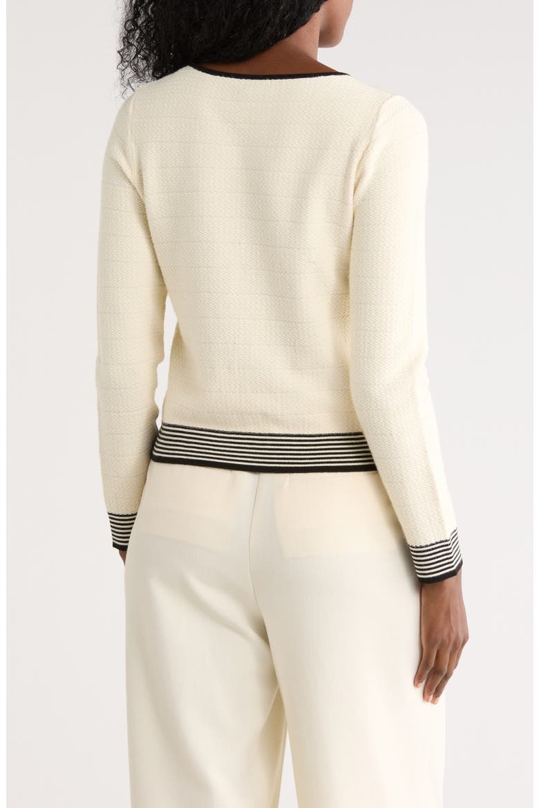 Contrast Tipped Bow Sweater, Alternate, color, CREAM/ BLACK