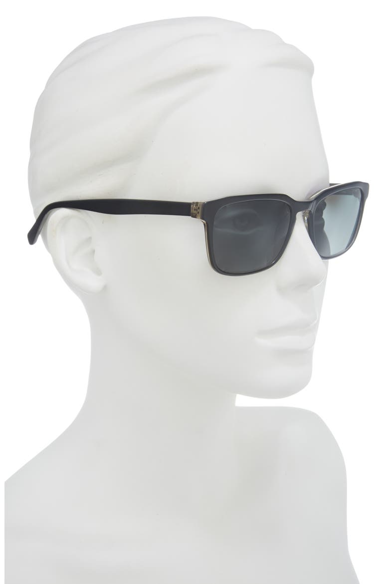 Seymour Glass 52mm Polarized Rectangular Sunglasses, Alternate, color, BLACK / SILVER / GREY