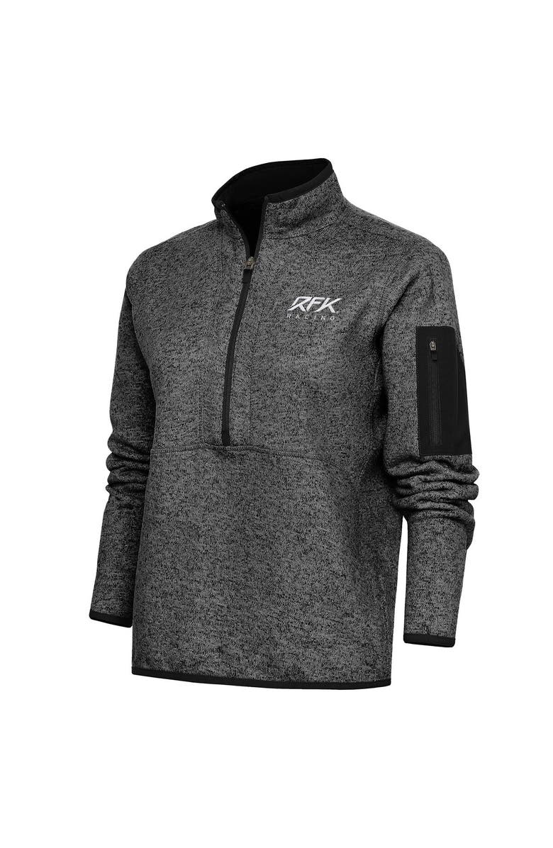 ANTIGUA Women's Antigua  Heather Black Roush Fenway Keselowski Racing Fortune Half-Zip Pullover Sweater, Main, color, 