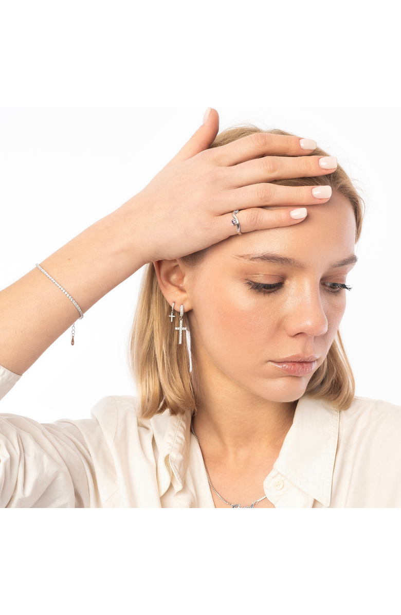 Spero London Bended Sterling Silver Double Gemstone Ring, Alternate, color, Gold