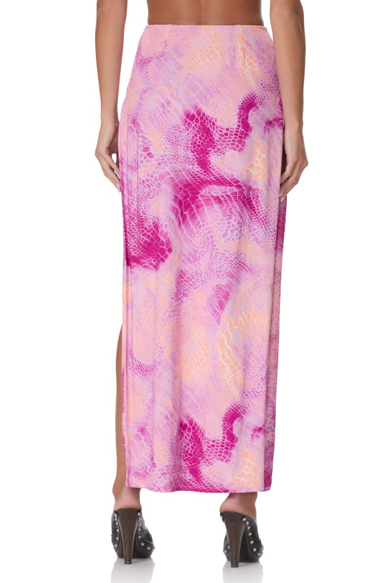AFRM Tempest Snakeskin Print Side Slit Maxi Skirt, Alternate, color, Lavendar Snake