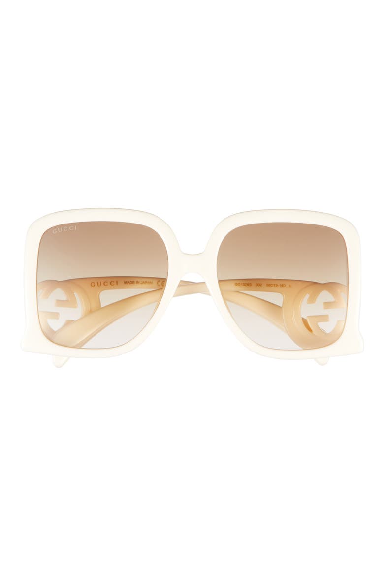 58mm Square Sunglasses, Main, color, IVORY IVORY BROWN