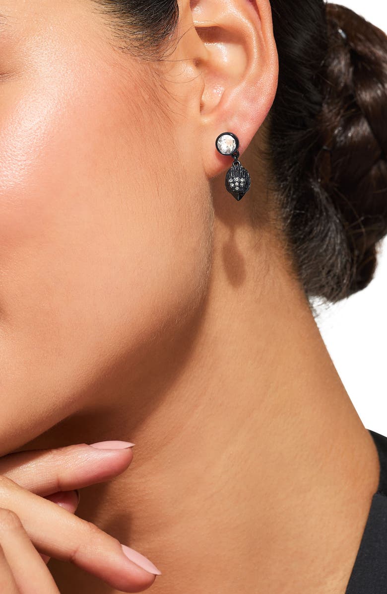 Kurt Geiger London Crystal Eagle's Head Drop Earrings, Alternate, color, Black