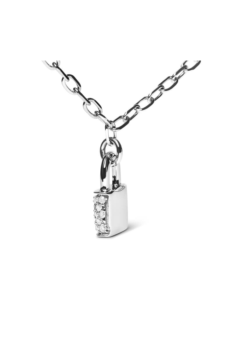 Haus of Brilliance Silver 1/4 Cttw Diamond Lock Pendant Necklace with Paperclip Chain, Alternate, color, 