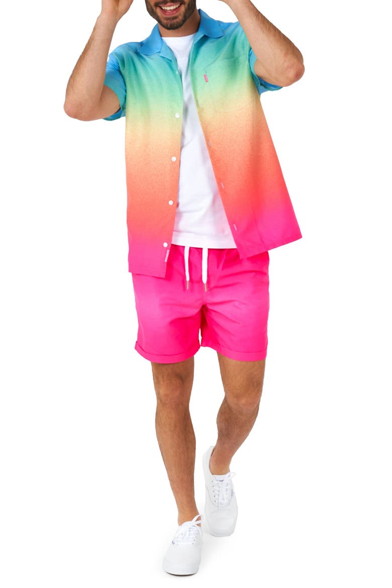 Funky Fade Summer Shirt & Shorts Set, Main, color, PINK