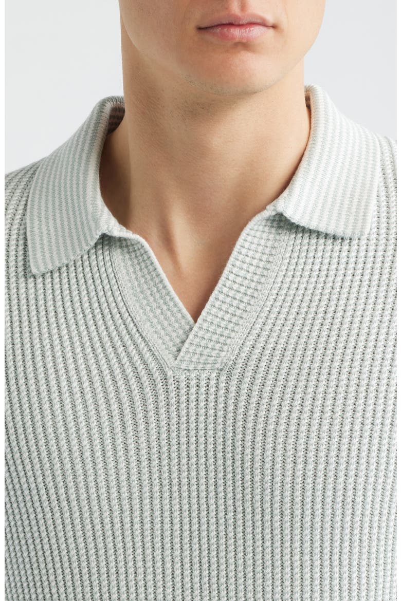 Dunbar Johnny Collar Sweater, Alternate, color, SOFT SAGE/ WHITE