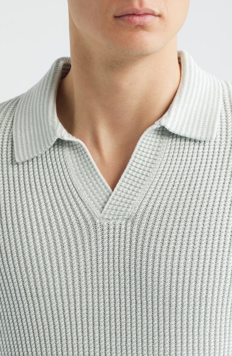 Reiss Dunbar Johnny Collar Sweater, Alternate, color, Soft Sage/ White