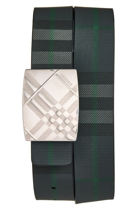 Reversible Check Engraved Buckle Belt