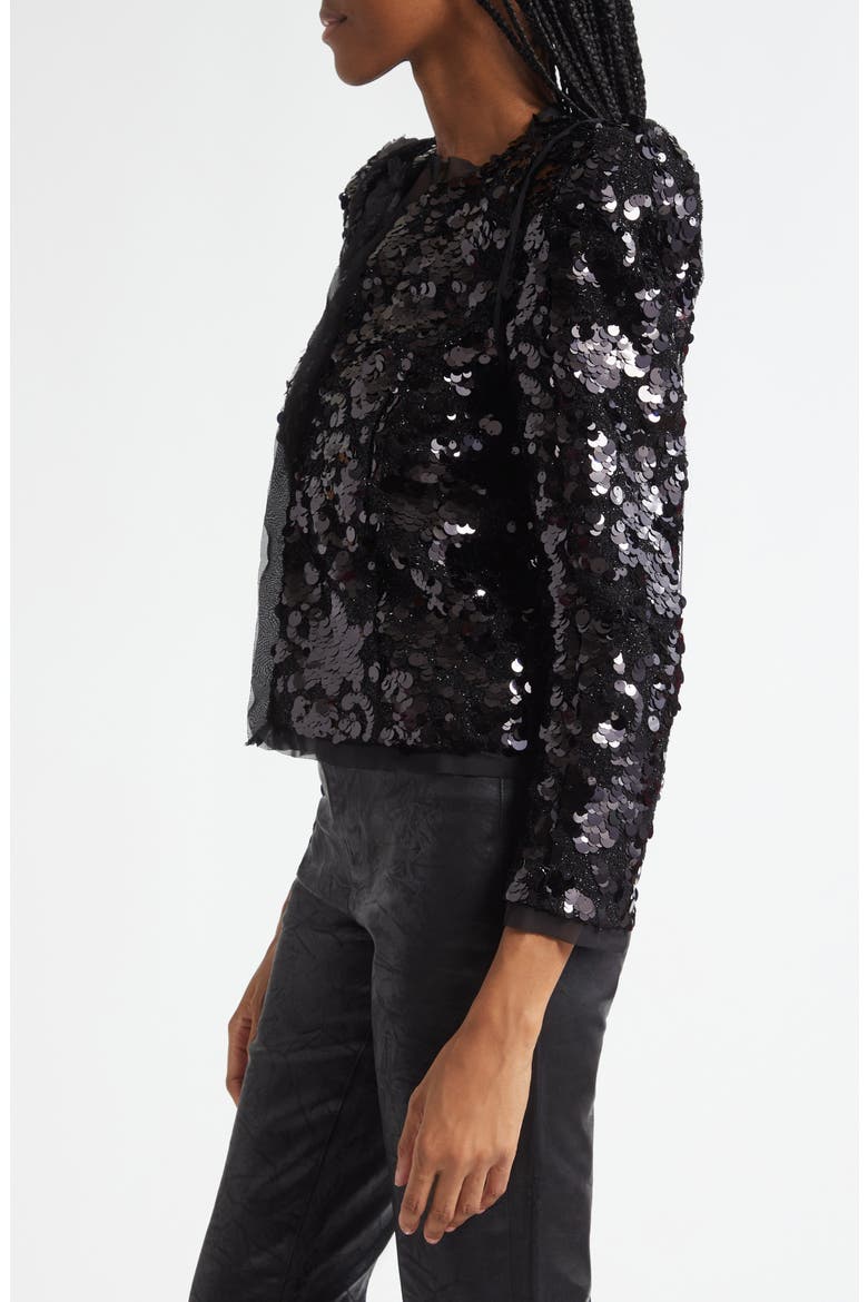 Shai Paillette Strong Shoulder Jacket, Alternate, color, BLACK