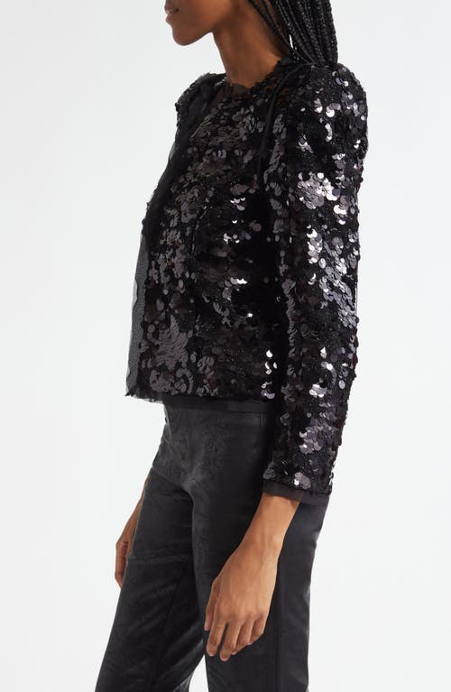 L'agence Shai Paillette Strong Shoulder Jacket In Black