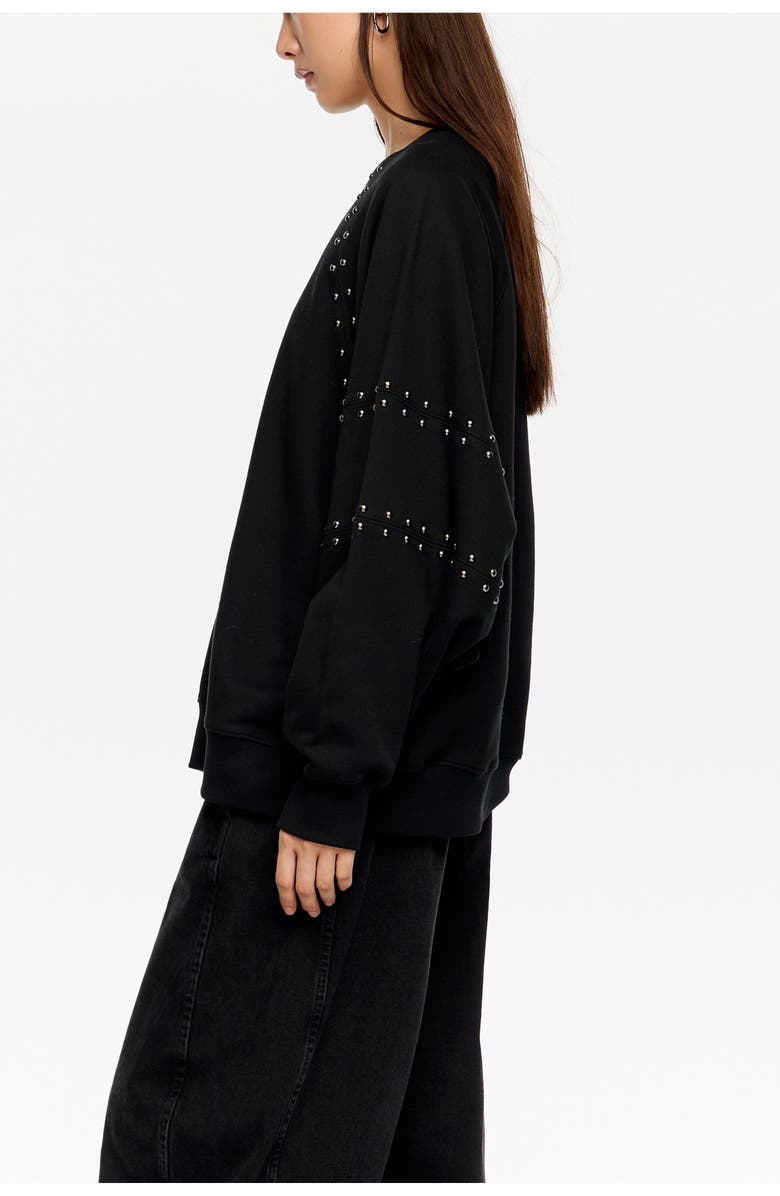 Bimba y Lola Studded Sweatshirt, Alternate, color, Washed Black