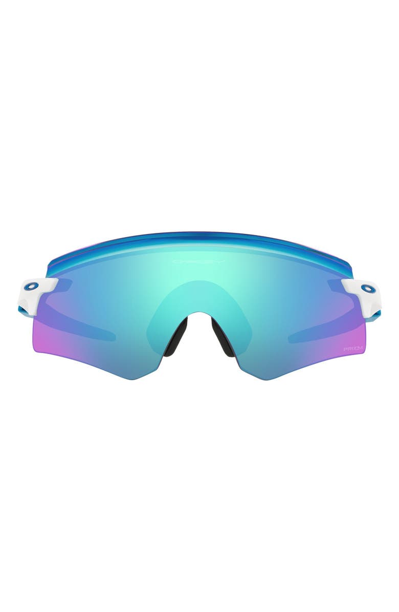 Oakley Encoder 136mm Prizm<sup>™</sup> Rimless Wrap Shield Sunglasses, Main, color, Polished White/ Prizm Sapphire