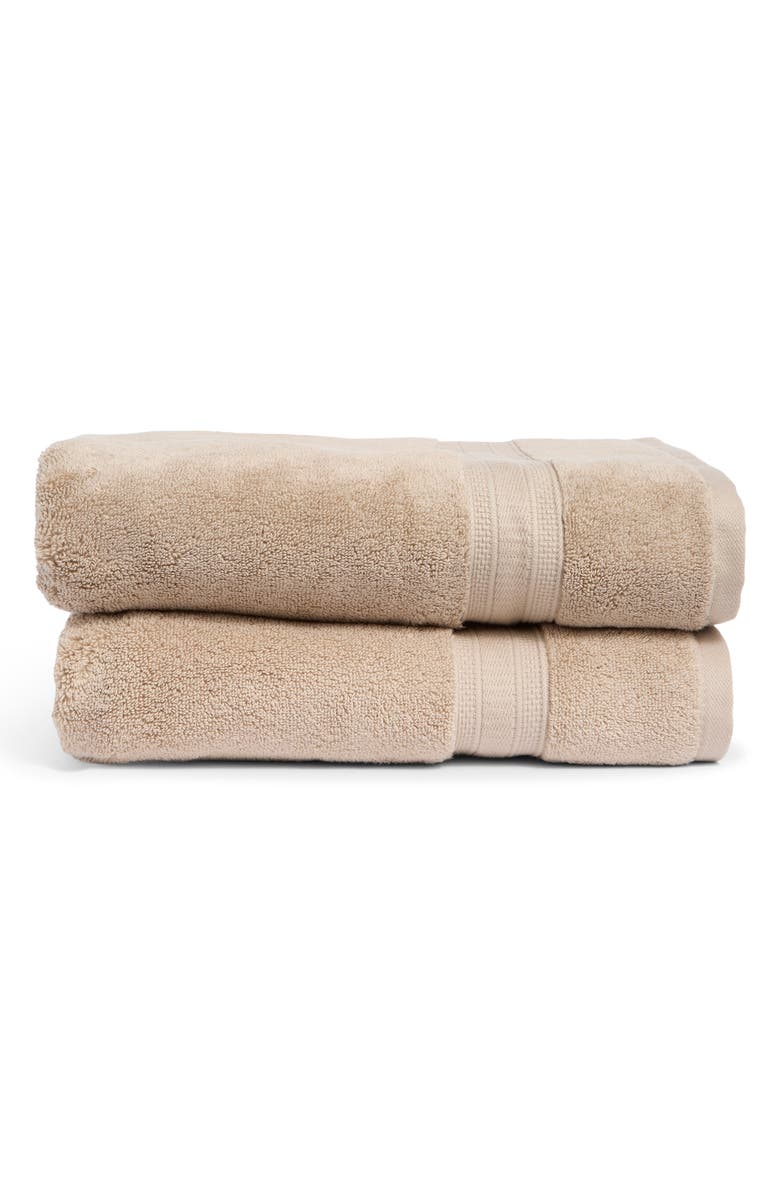 NORDSTROM RACK Zero Twist 2-Pack Cotton Bath Towels, Main, color, Tan Thread