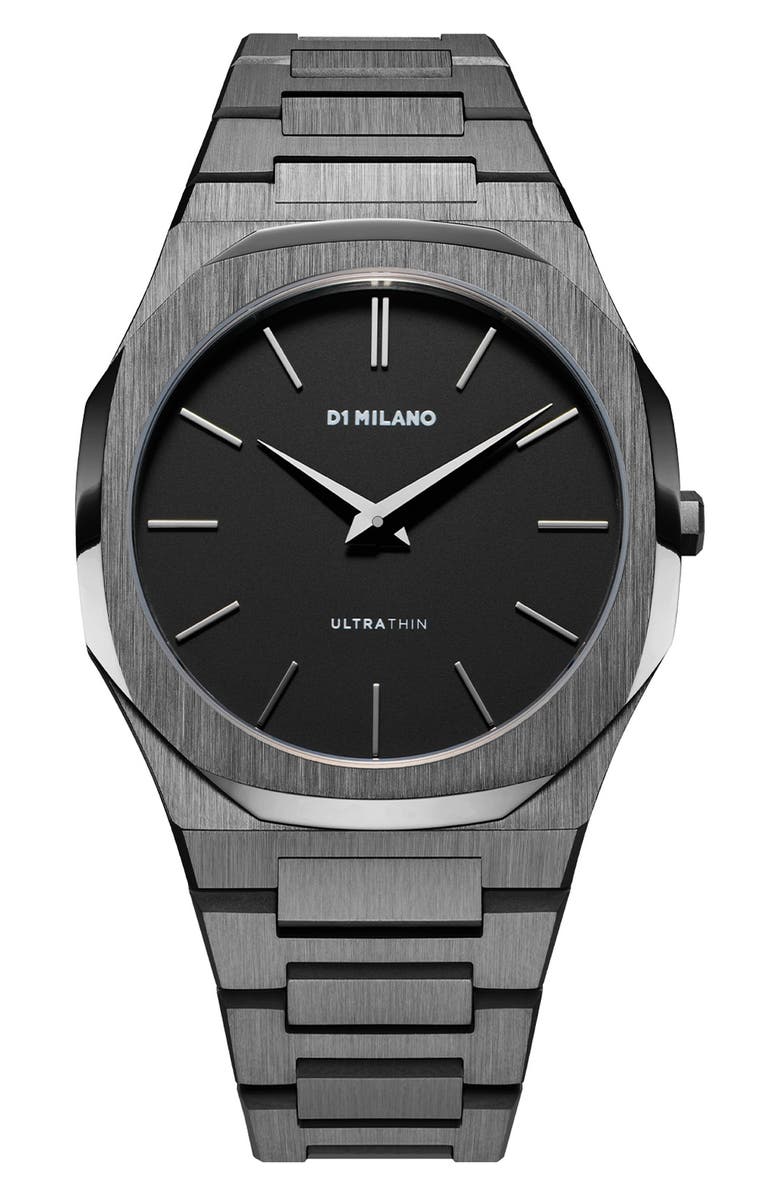D1 Milano Ultra Thin Bracelet Watch, 40mm, Main, color, Gun Metal