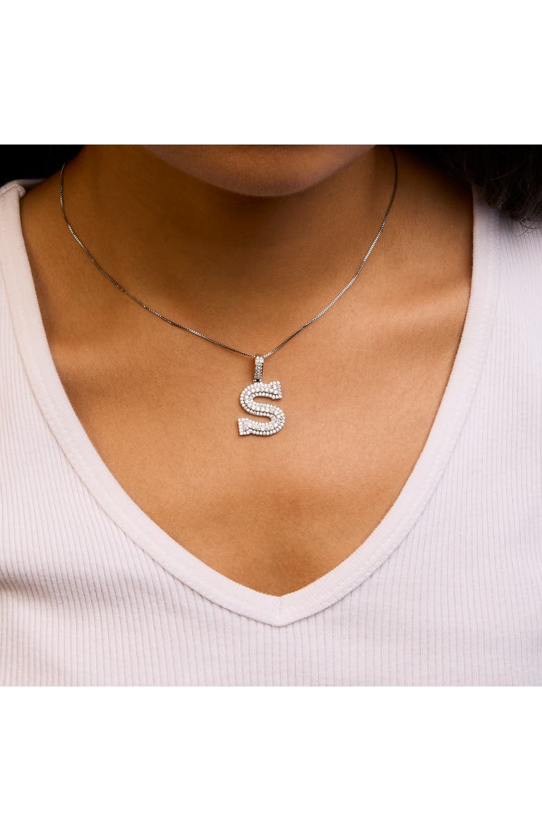 Haus of Brilliance .925 Sterling Silver 1 1/10 Cttw Round Lab-Grown Diamond "S" Pendant Necklace, Alternate, color, White
