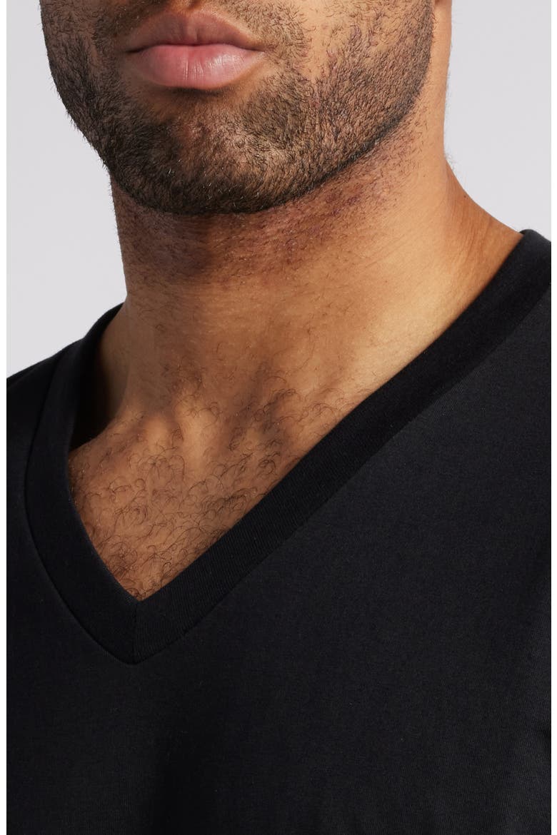 4-Pack Regular Fit Supima® Cotton V-Neck T-Shirts, Alternate, color, BLACK