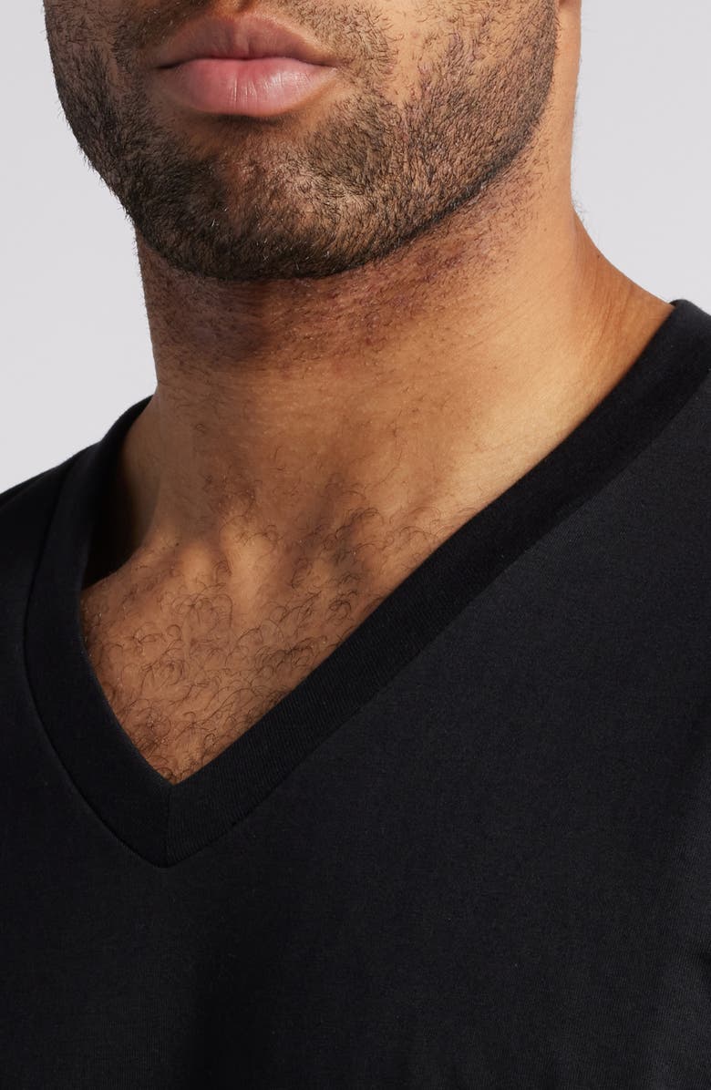 Nordstrom 4-Pack Regular Fit Supima<sup>®</sup> Cotton V-Neck T-Shirts, Alternate, color, Black