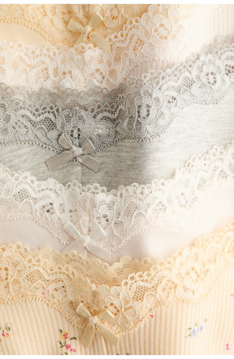 H&M 5-pack cotton and lace hipster briefs, Alternate, color, Light Yellow/Floral