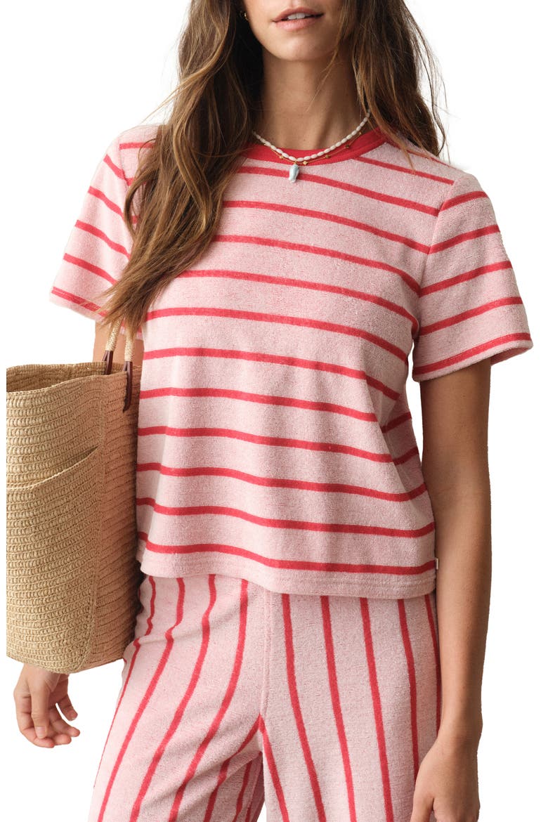 Beach Terry Cloth Sweatshirt, Main, color, RED AND WHITE STRIPE