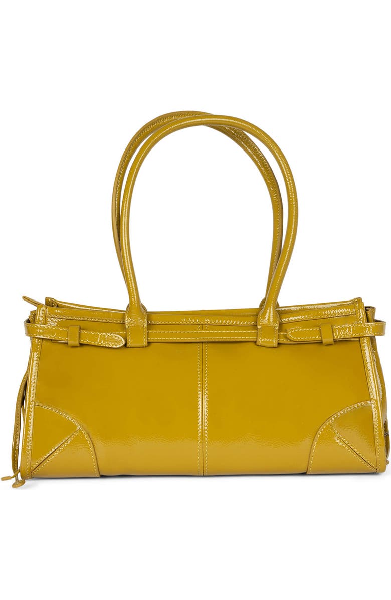 Jeffrey Campbell Pesky Leather Shoulder Bag, Alternate, color, Chartreuse Crinkle Patent