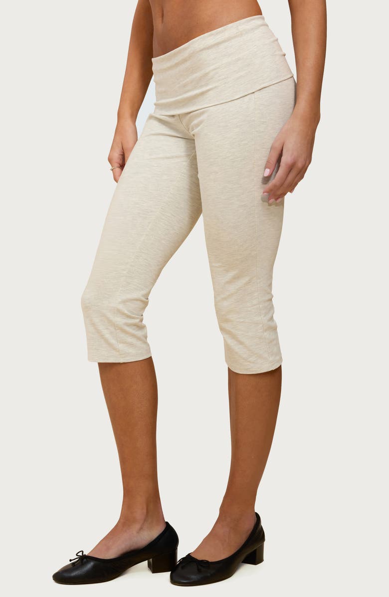 EDIKTED Rocio Foldover Capri Pants, Alternate, color, Light-Gray-Melange