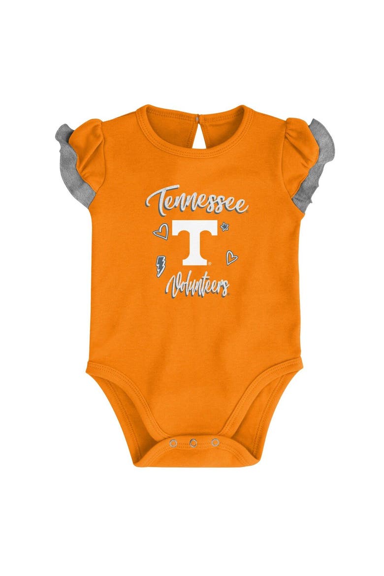 Girls Newborn & Infant Tennessee Orange/Heather Gray Tennessee Volunteers Too Much Love Two-Piece Bodysuit Set, Alternate, color, Tennessee Orange
