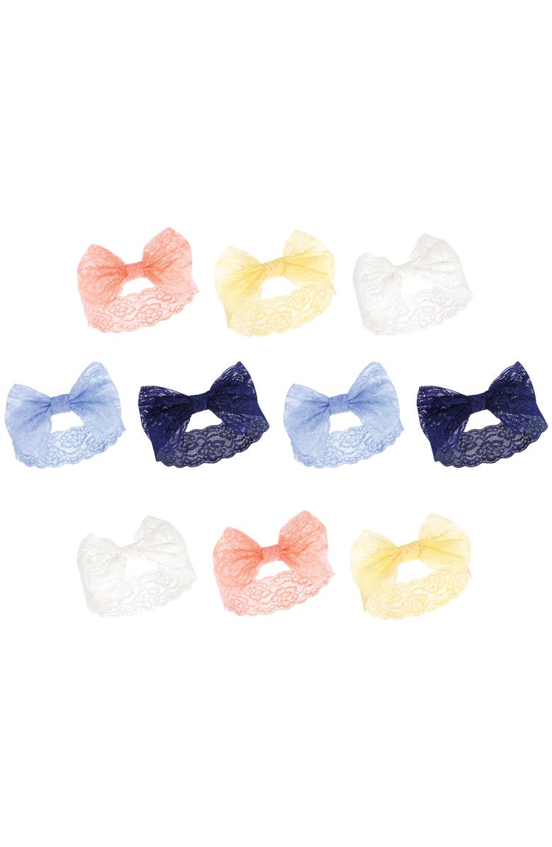 Hudson Baby 10Pk Lace Headbands, Main, color, Periwinkle Yellow