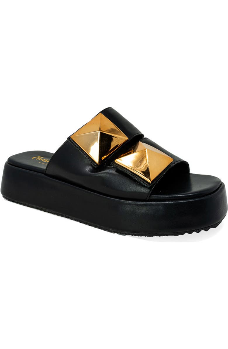 CHASE AND CHLOE Pyramid Stud Platform Slide Sandal, Main, color,
