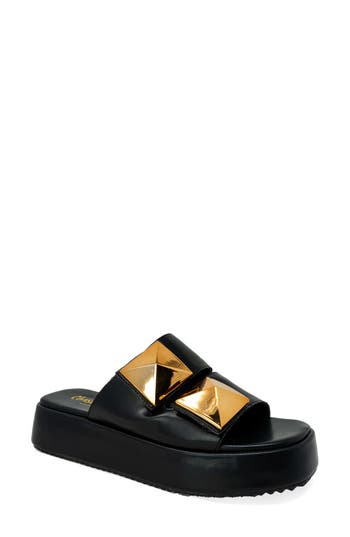 Chase & Chloe Chase And Chloe Pyramid Stud Platform Slide Sandal