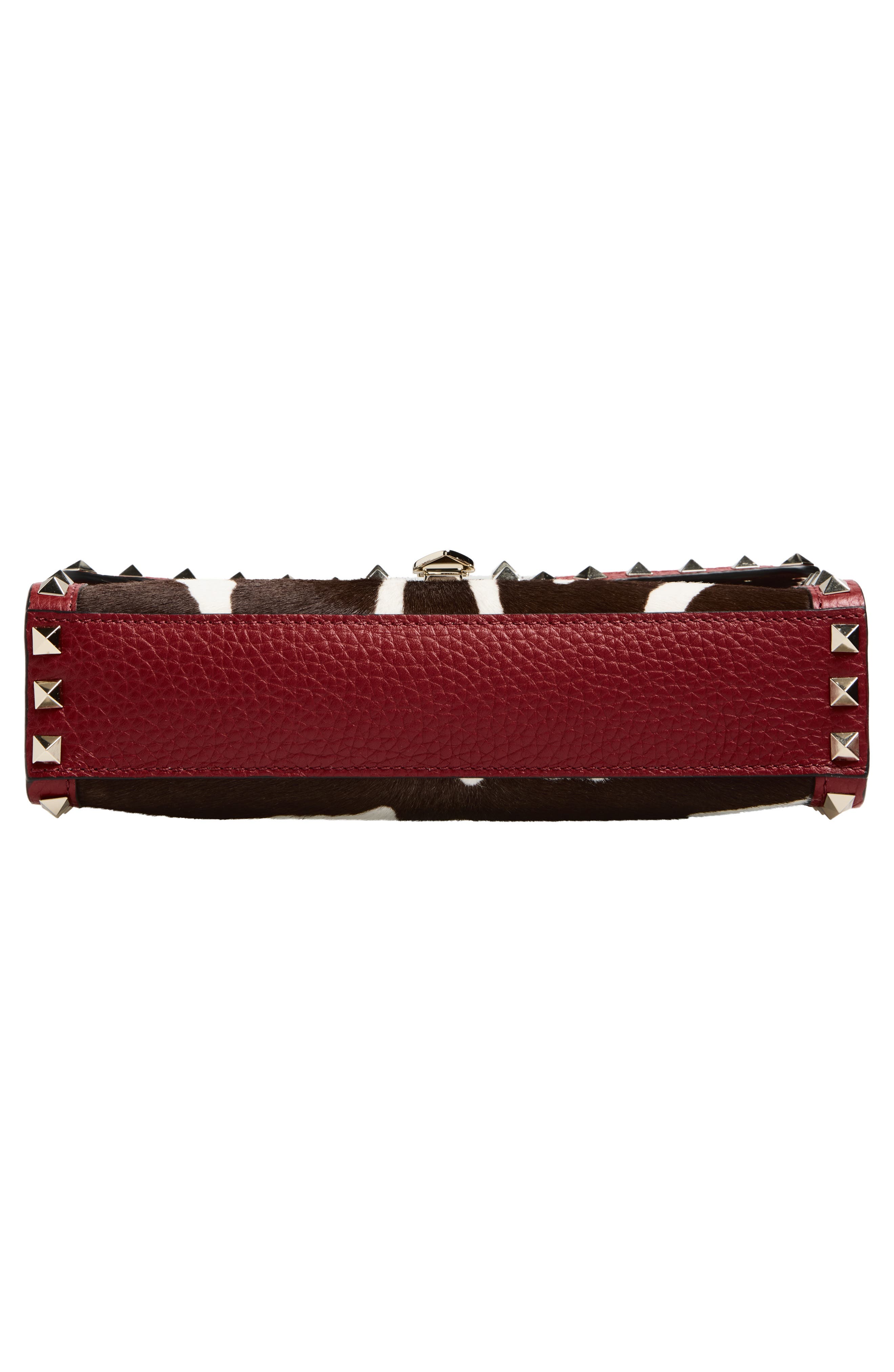 Valentino Garavani Small Rockstud Genuine Calf Hair & Leather Shoulder Bag, Alternate, color, Red
