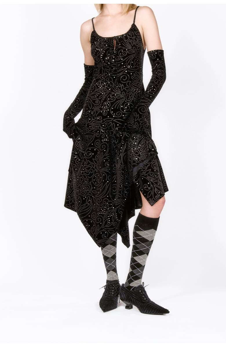 Anna Sui Jubilee Velvet Godet Dress, Alternate, color, 