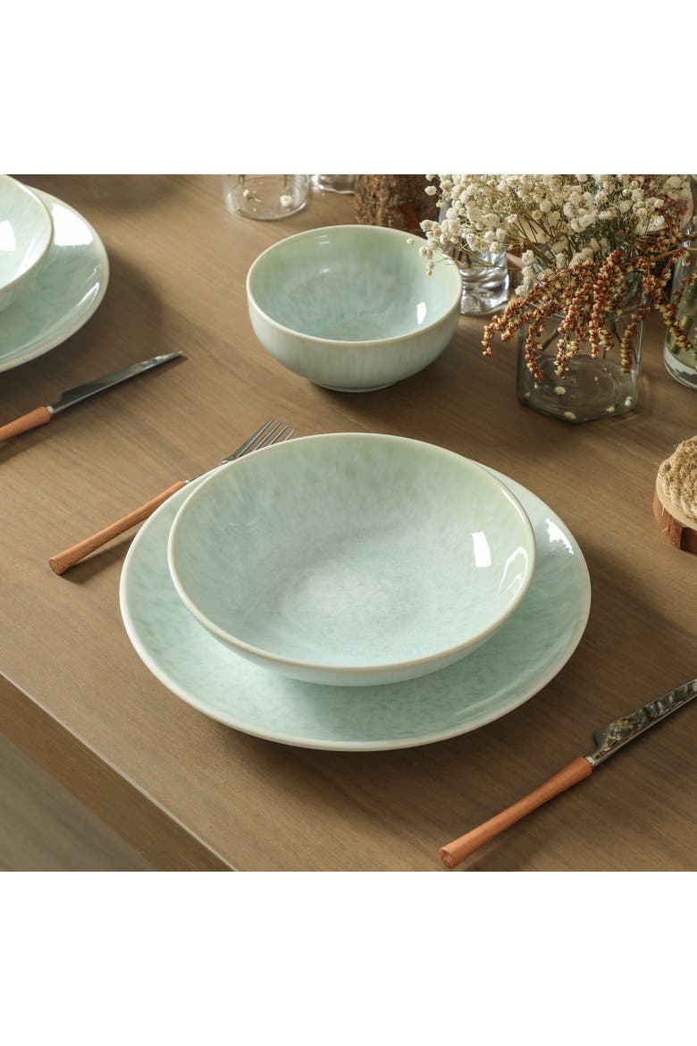 Riley 16-Piece Dinnerware Set Stoneware, Service for 4, Alternate, color, Seafoam