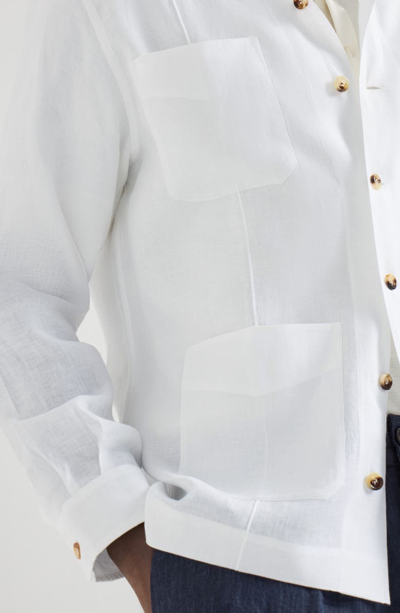 Brunello Cucinelli Linen guayabera, Alternate, color, White