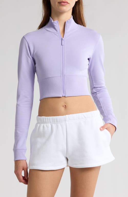 Shop Florence By Mills Crop Stretch Cotton Blend Track Jacket In Millie Lavender