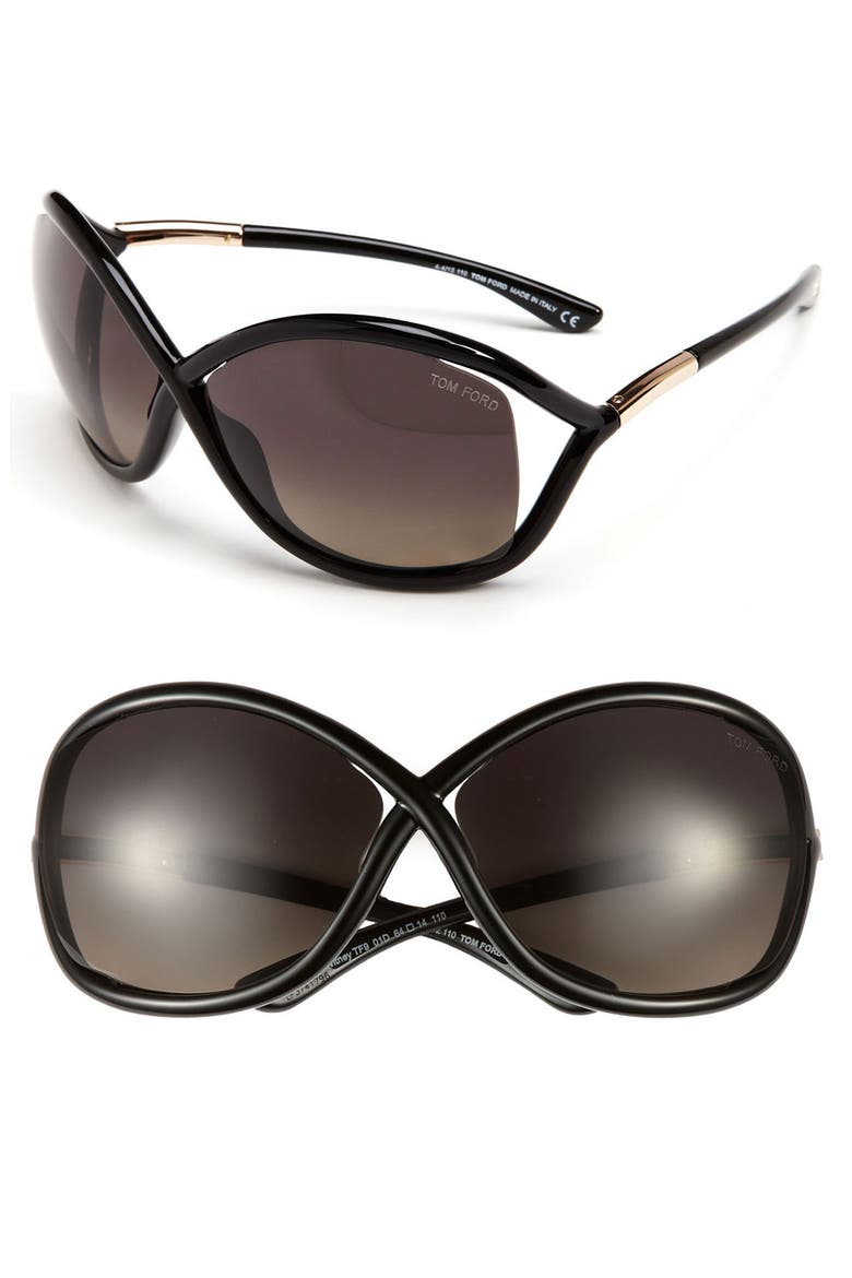 Whitney 64mm Oversize Polarized Sunglasses, Main, color, SHINY BLACK