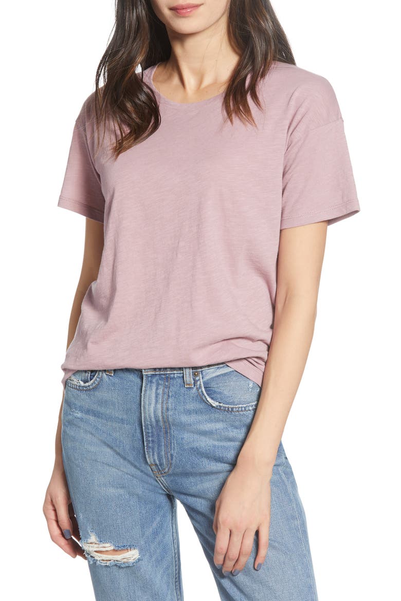 'Whisper' Cotton Crewneck Tee, Main, color, SMOKY LILAC