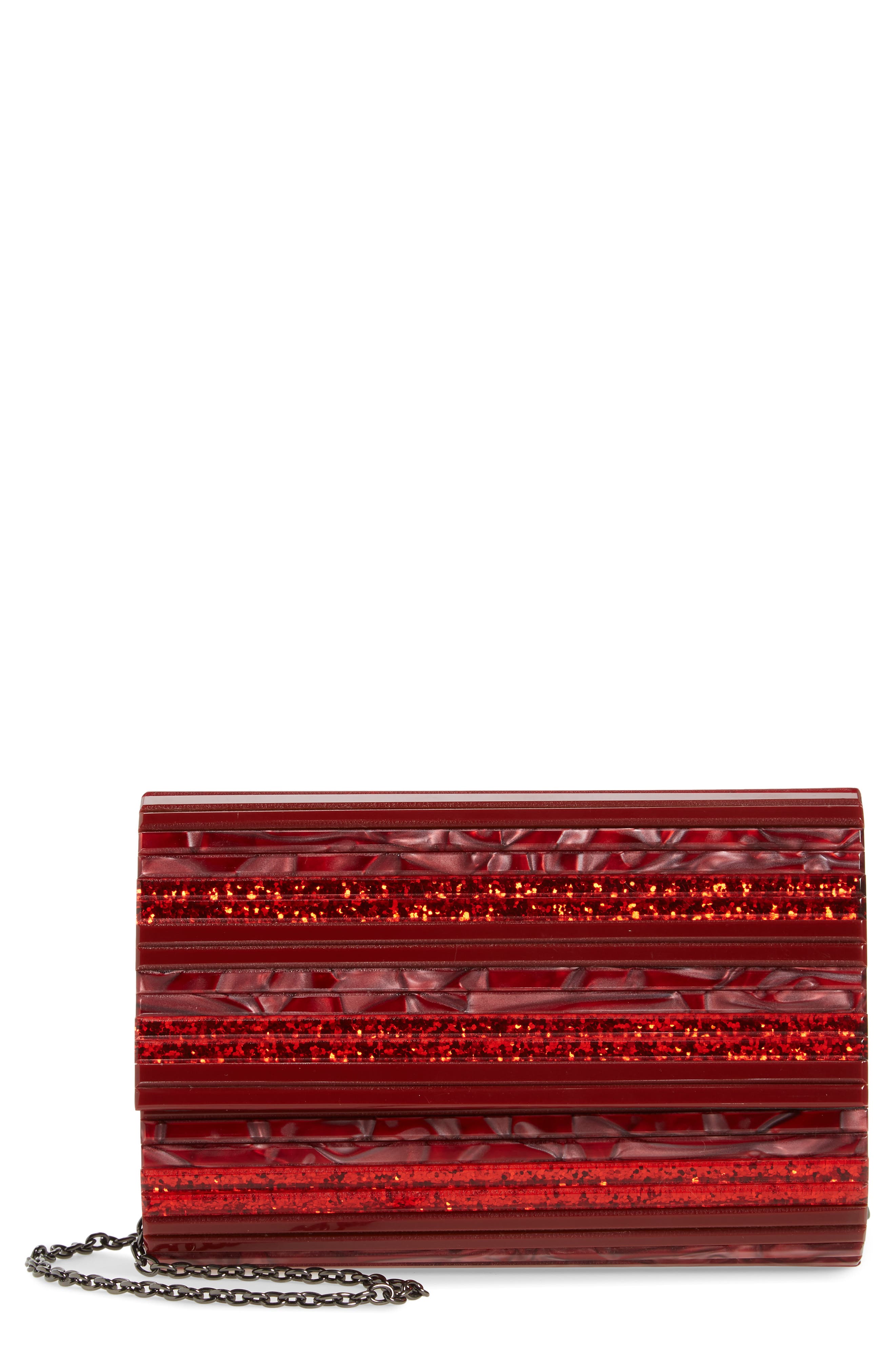 Stripe Envelope Clutch, Main, color, RED