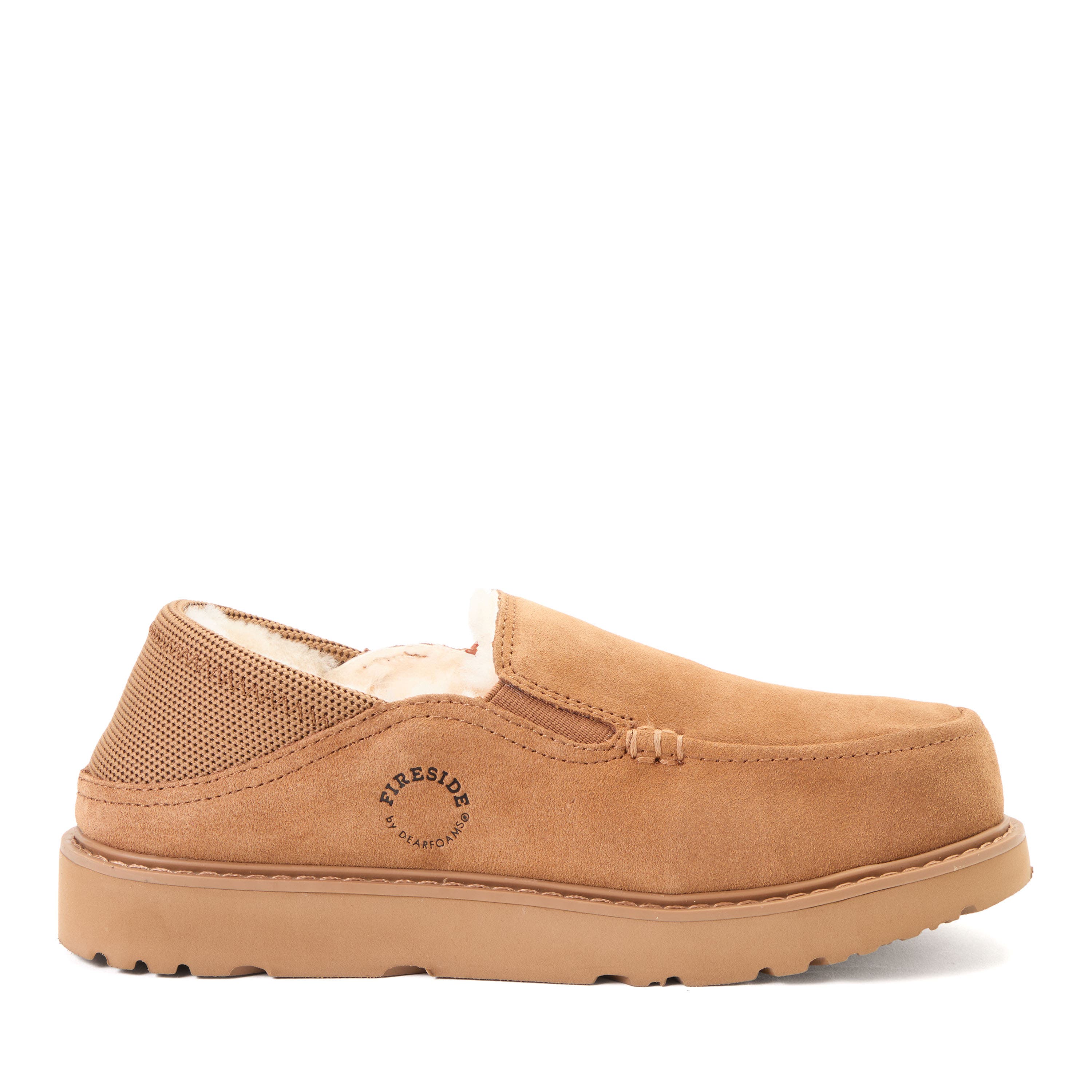 Fireside Suede Sport Knit Loafer Slippers, Alternate, color, Chestnut