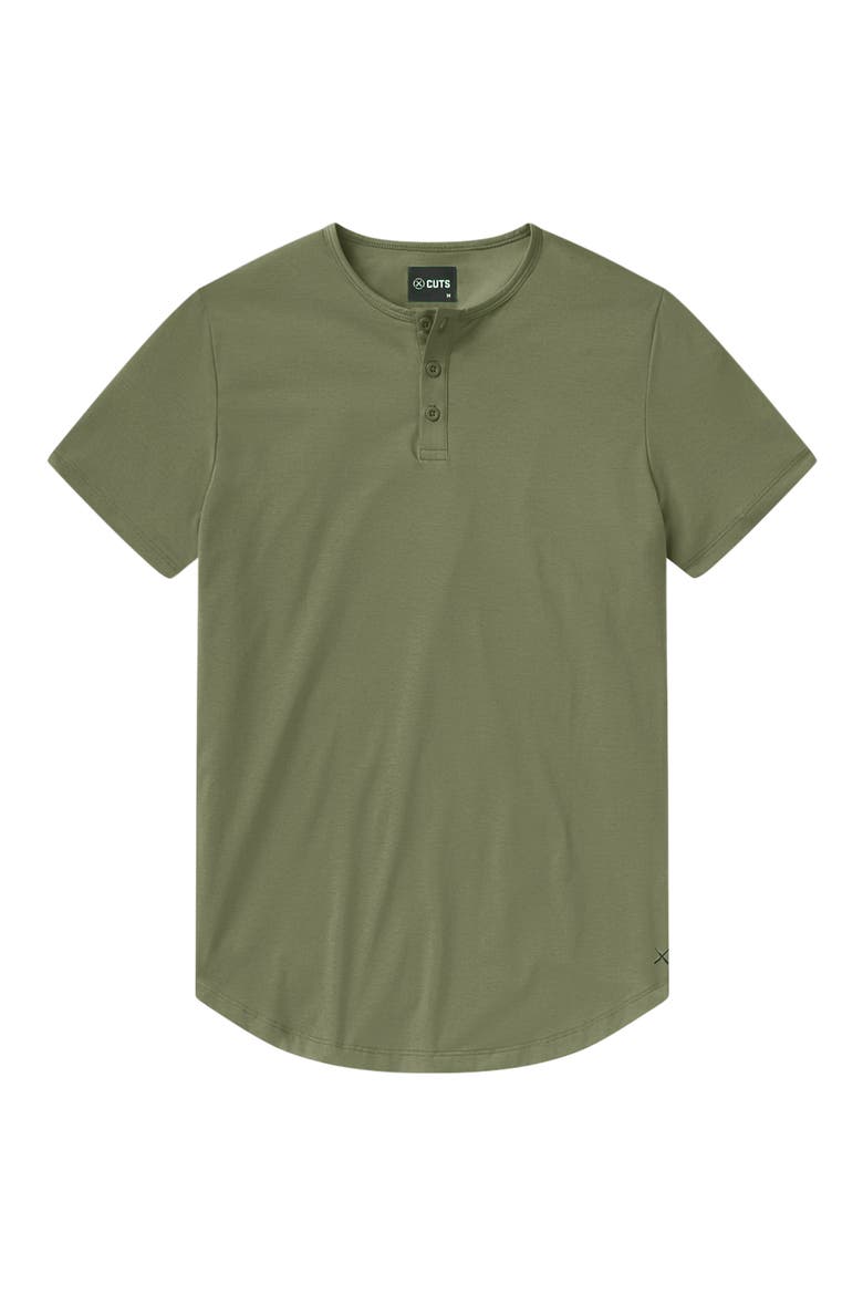 AO Curved Hem Short Sleeve Henley, Alternate, color, CAPERS