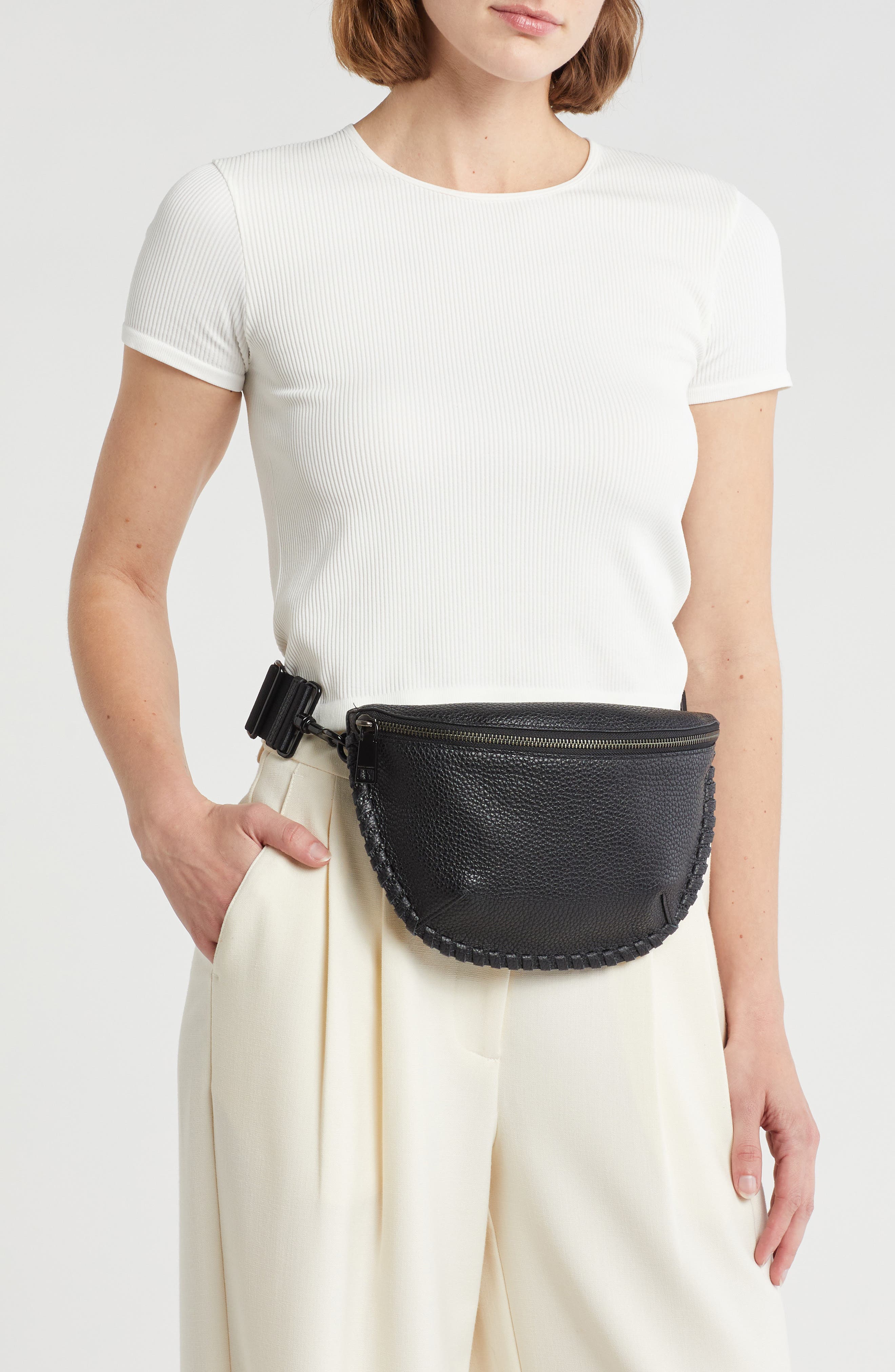 Rebecca Minkoff Darren Whipstitch Leather Belt Bag, Alternate, color, 