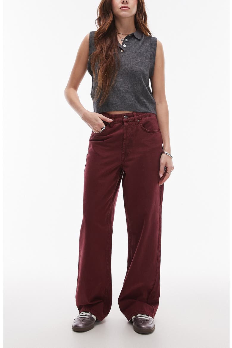 Wide Leg Column Jeans, Main, color, BURGUNDY
