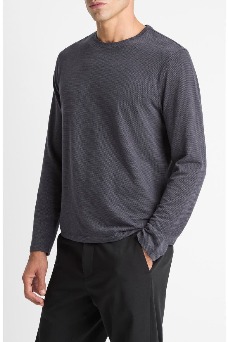 Bird's Eye Stitch Long Sleeve Pima Cotton Crewneck T-Shirt, Alternate, color, COASTAL/ MEDIUM GREY