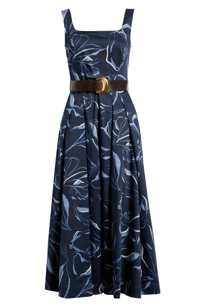 Belted Midi Dress, Alternate, color, NIGHTFALL MULTI