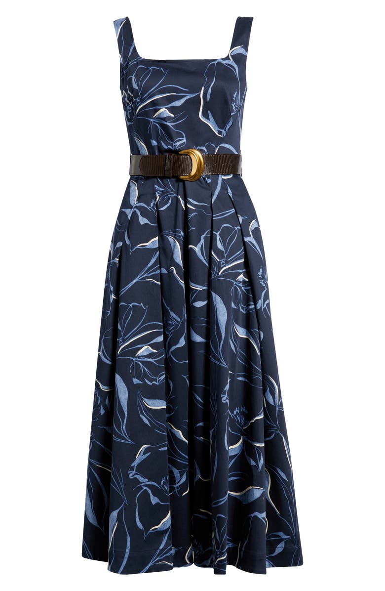 Donna Karan New York Belted Midi Dress, Alternate, color, Nightfall Multi