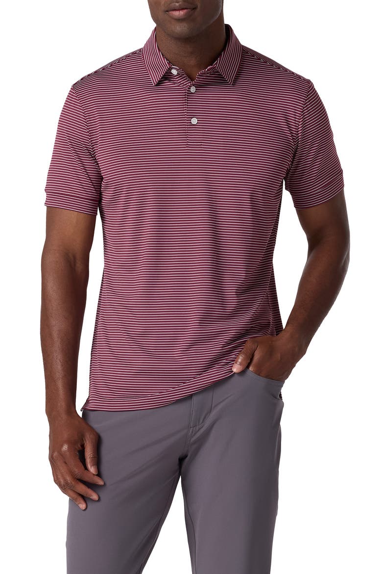 Versa Trim Fit Performance Golf Polo, Main, color, MAROON ALTERNATING STRIPE
