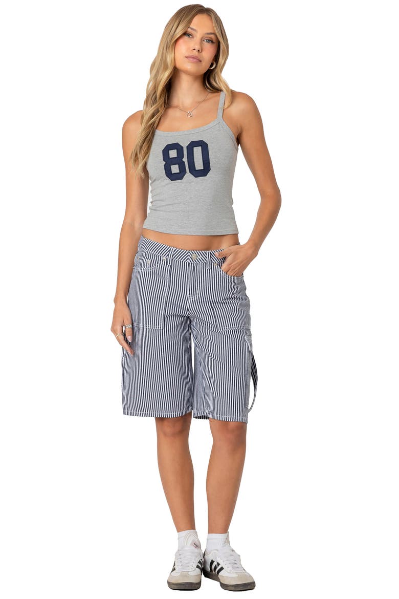 '80s Babe Appliqué Cotton Crop Tank Top, Alternate, color, GRAY-MELANGE